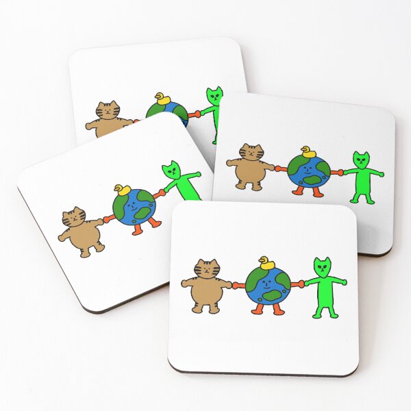Item preview, a Cat, Duck, Earth and an Alien designed and sold by superbaechoo.