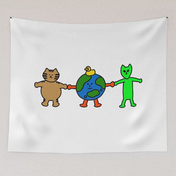 Item preview, a Cat, Duck, Earth and an Alien designed and sold by superbaechoo.