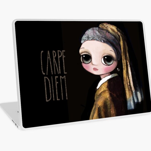 The girl with the pearl earring, big eyes art by Margherita Arrighi Laptop Skin