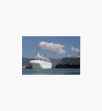 two cruiser ship in port Corfu Greece Art Board