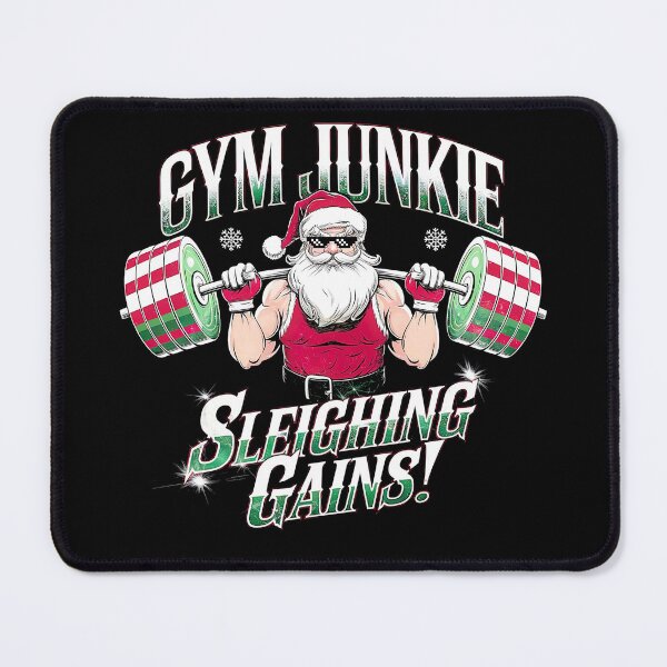 Item preview, Gym Junkie Santa Sleighing Holiday Gains designed and sold by FocusedPatterns.