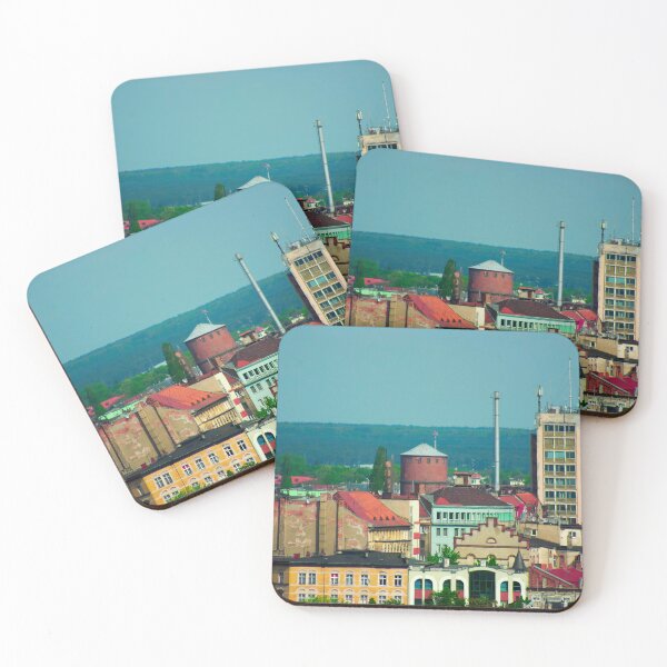 Item preview, City panorama with water tower and green trees designed and sold by Piotrek0001.