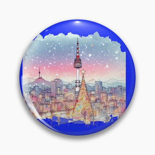 Item preview, Stunning 3D Night View of Seoul's Namsan Tower at Christmas,   designed and sold by PaintMeWorld.