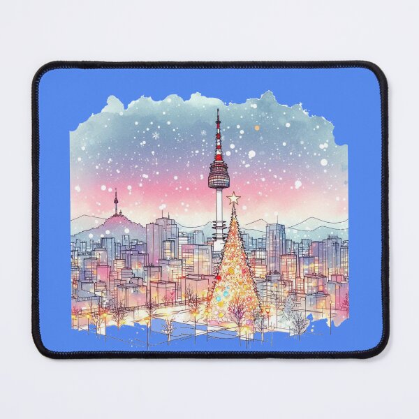 Item preview, Stunning 3D Night View of Seoul's Namsan Tower at Christmas, designed and sold by PaintMeWorld.