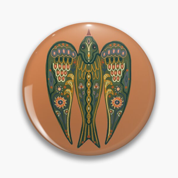 Item preview, Folklore bird, green swallow, folklore emblem, symbolic bird, colorful folklore pattern designed and sold by Dormitria.