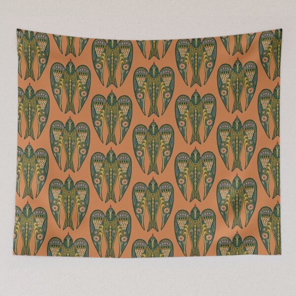 Item preview, Folklore bird, green swallow, folklore emblem, symbolic bird, colorful folklore pattern designed and sold by Dormitria.