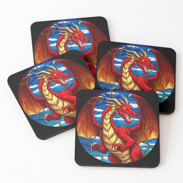 Item preview, Stained Glass Red Dragon designed and sold by GeeksLoveDogs.