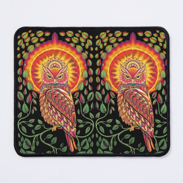 Item preview, a colorful and stylized owl surrounded by leaves designed and sold by 123ks.