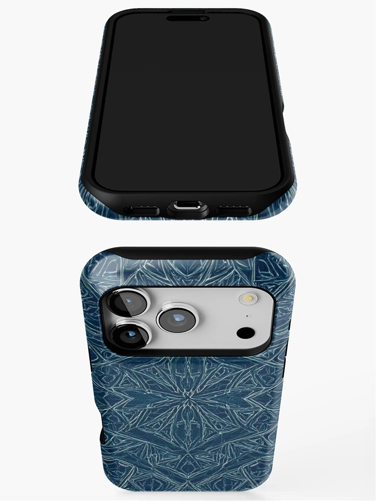 Thumbnail 3 of 4, iPhone Case, Blue Embossed Star Pattern designed and sold by DigitalGemArt.
