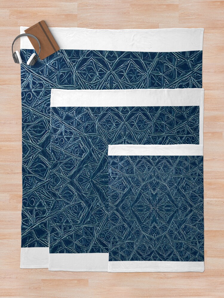Thumbnail 5 of 6, Throw Blanket, Blue Embossed Star Pattern designed and sold by DigitalGemArt.