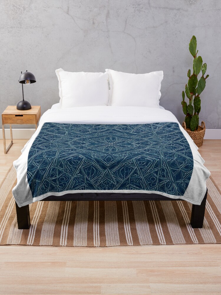Thumbnail 1 of 6, Throw Blanket, Blue Embossed Star Pattern designed and sold by DigitalGemArt.