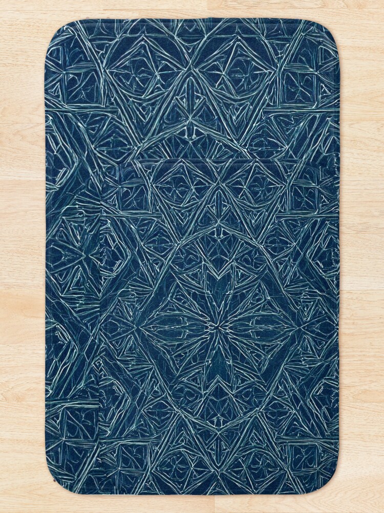 Thumbnail 5 of 6, Bath Mat, Blue Embossed Star Pattern designed and sold by DigitalGemArt.