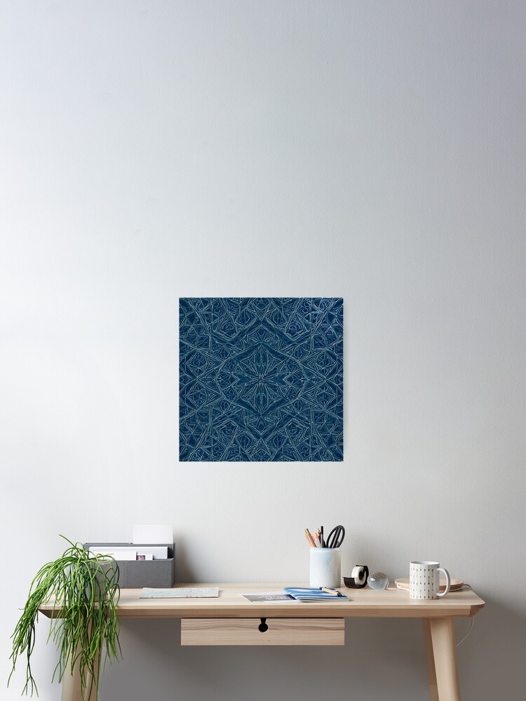 Thumbnail 2 of 3, Poster, Blue Embossed Star Pattern designed and sold by DigitalGemArt.