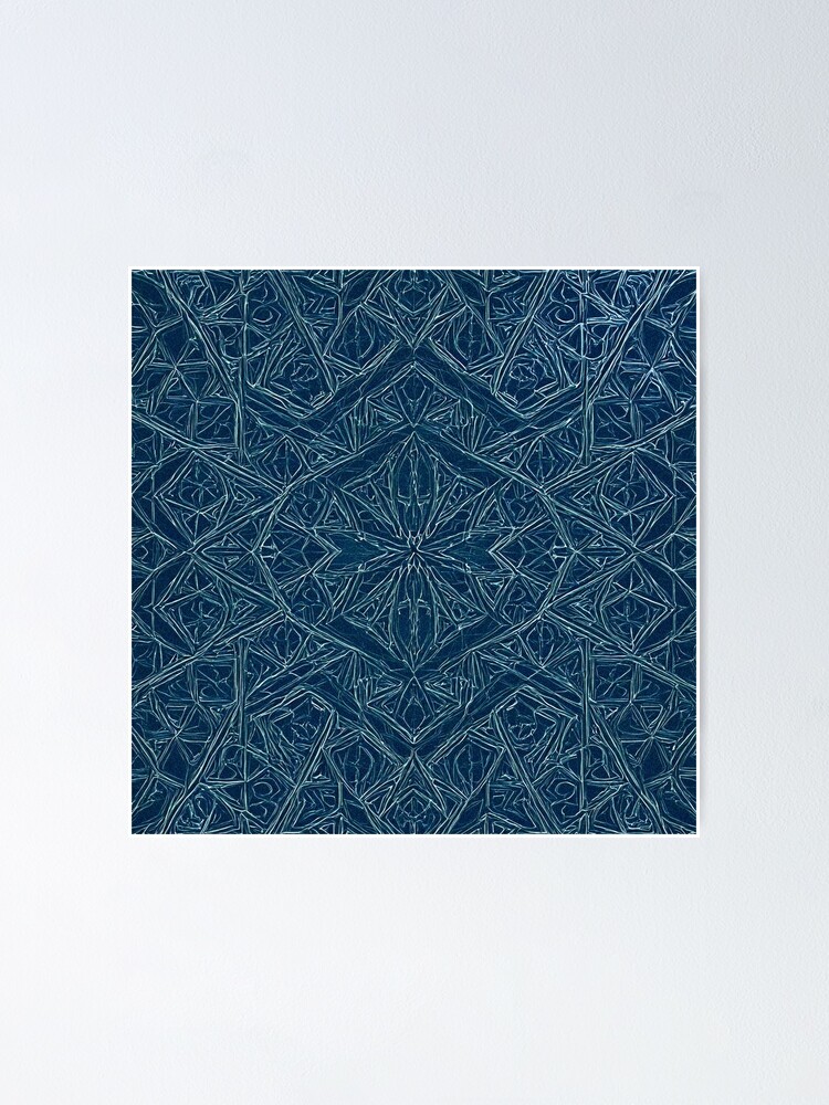 Thumbnail 1 of 3, Poster, Blue Embossed Star Pattern designed and sold by DigitalGemArt.