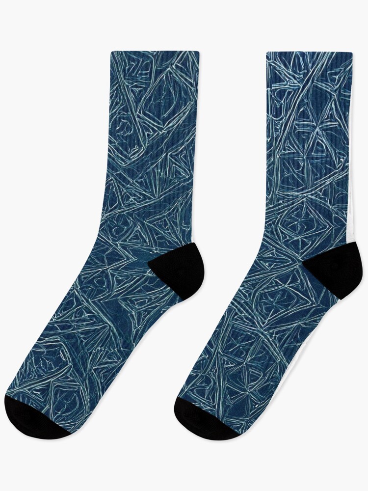 Thumbnail 1 of 5, Socks, Blue Embossed Star Pattern designed and sold by DigitalGemArt.