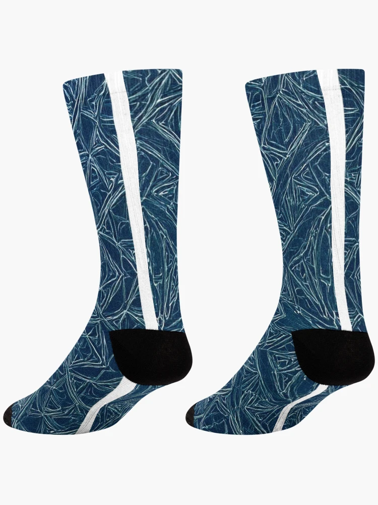 Thumbnail 4 of 5, Socks, Blue Embossed Star Pattern designed and sold by DigitalGemArt.