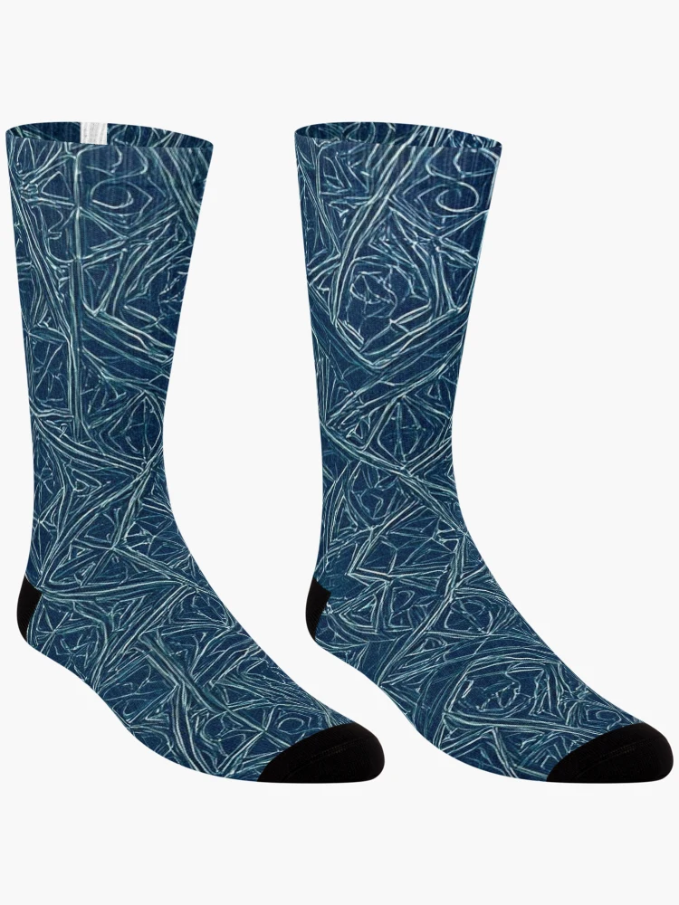 Thumbnail 3 of 5, Socks, Blue Embossed Star Pattern designed and sold by DigitalGemArt.