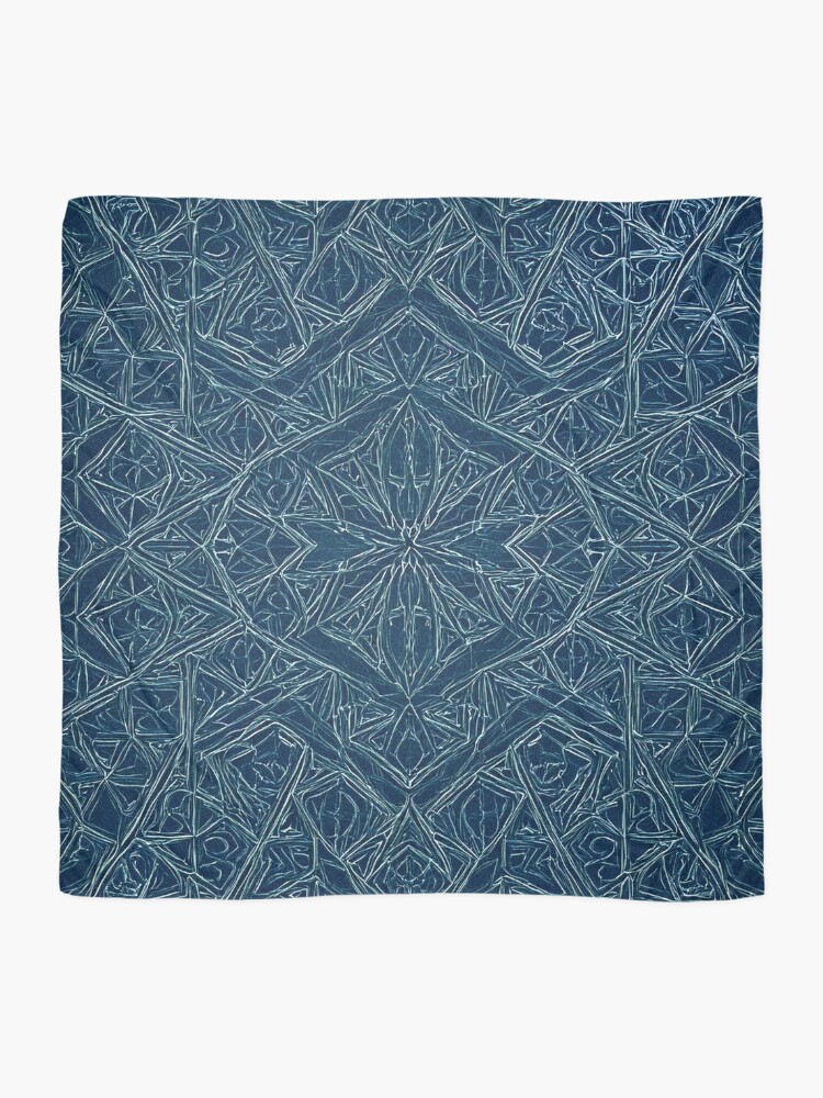 Thumbnail 2 of 3, Scarf, Blue Embossed Star Pattern designed and sold by DigitalGemArt.