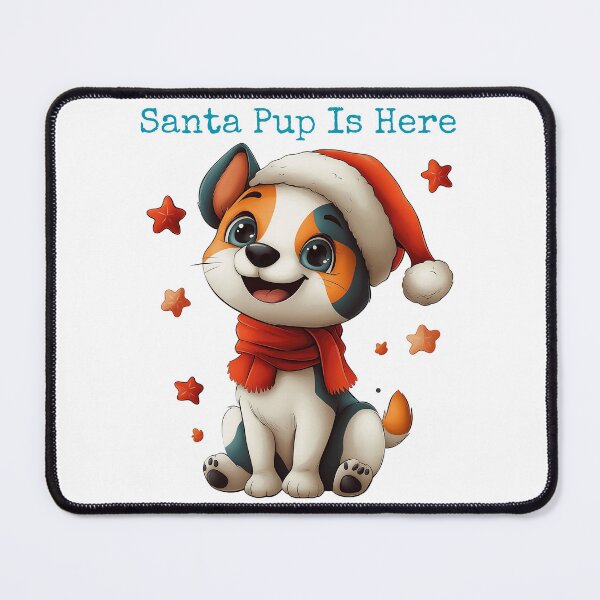Item preview, Santa Pup Is Here, Christmas Puppy Art, Festive Dog Illustration, Cute Holiday Pup, Santa Hat Dog designed and sold by BukkyStory.