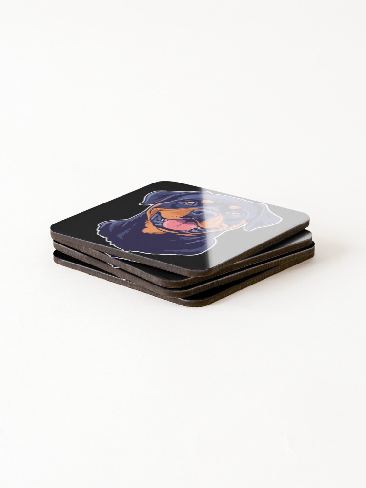 Thumbnail 4 of 5, Coasters (Set of 4), Cute Rottweiler designed and sold by Proteinmalac.