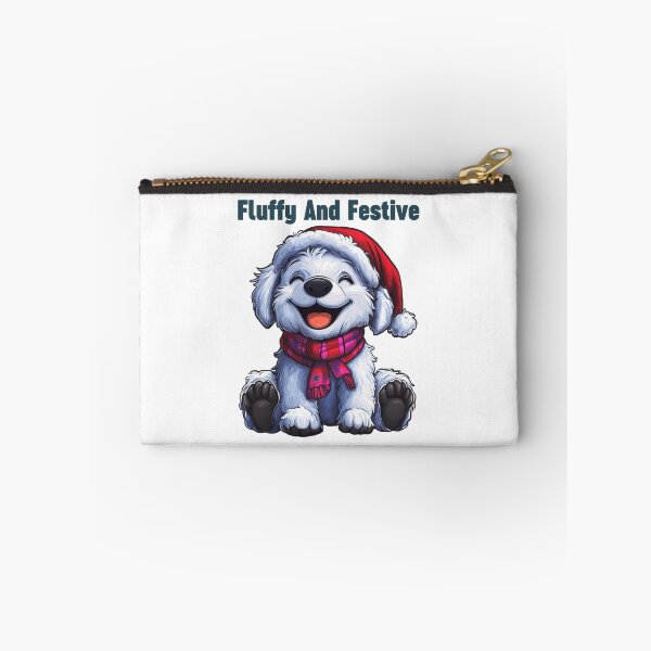 Item preview, Fluffy And Festive, Christmas Puppy Art, Cute Holiday Dog, Festive Winter Pup, Santa Hat Dog designed and sold by BukkyStory.