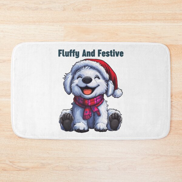Item preview, Fluffy And Festive, Christmas Puppy Art, Cute Holiday Dog, Festive Winter Pup, Santa Hat Dog designed and sold by BukkyStory.