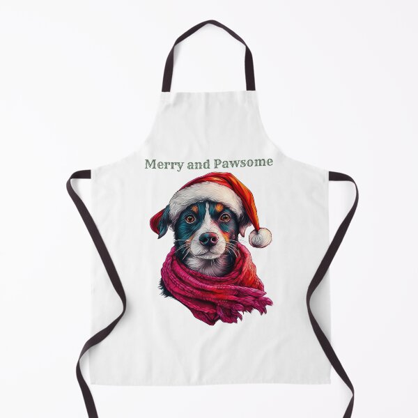 Item preview, Merry and Pawsome, Christmas Dog Art, Festive Puppy Design, Holiday Pet Illustration, Santa Hat Dog designed and sold by BukkyStory.