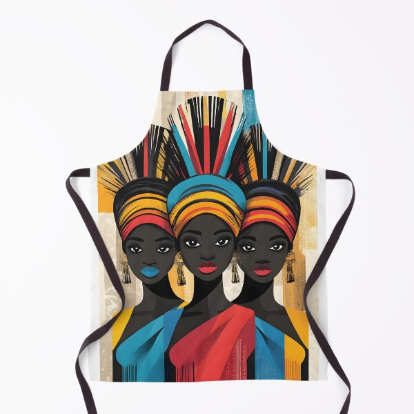 Item preview, Three women in vibrant attire with unique headpieces designed and sold by Artessie.