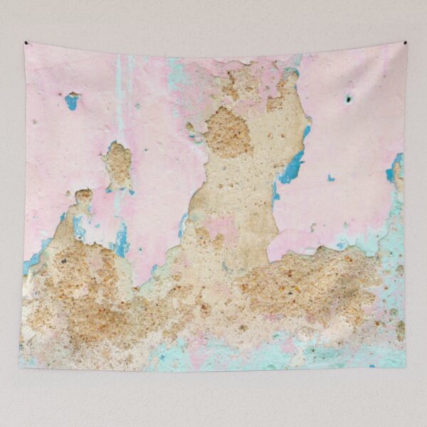 Item preview, The weathered pink painted cement wall background shows signs of peeling, cracks, and dampness designed and sold by MTShoppingLine.