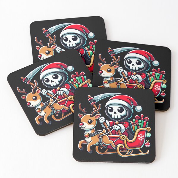 Item preview, Cute Grim Reaper Riding a Festive Sleigh designed and sold by Kawaii-n-Spice.