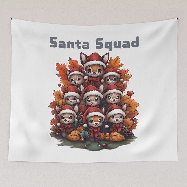 Item preview, Santa Squad, Christmas Animal Group, Festive Woodland Friends, Holiday Animal Art, Cute Santa Creatures designed and sold by BukkyStory.