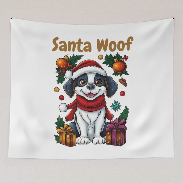 Item preview, Santa Woof, Christmas Puppy, Festive Dog Art, Holiday Pet Design, Santa Hat Dog designed and sold by BukkyStory.