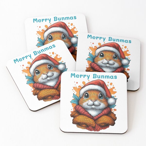 Item preview, Merry Bunmas, Christmas Bunny, Festive Rabbit Art, Holiday Pet Design, Santa Hat Bunny designed and sold by BukkyStory.