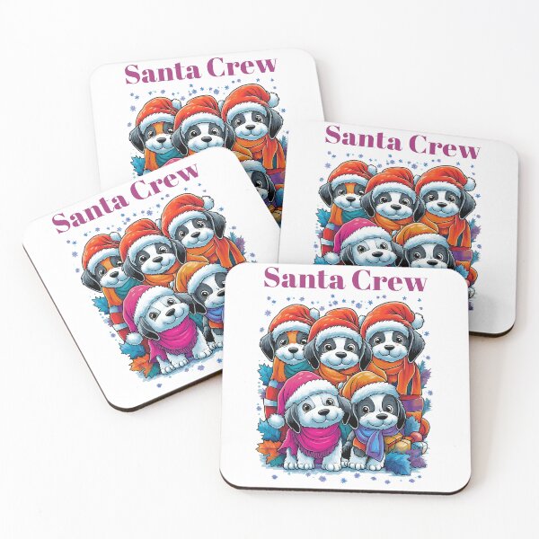 Item preview, Santa Crew, Christmas Puppy Group, Festive Dog Pack, Holiday Pet Design, Santa Hat Puppies designed and sold by BukkyStory.