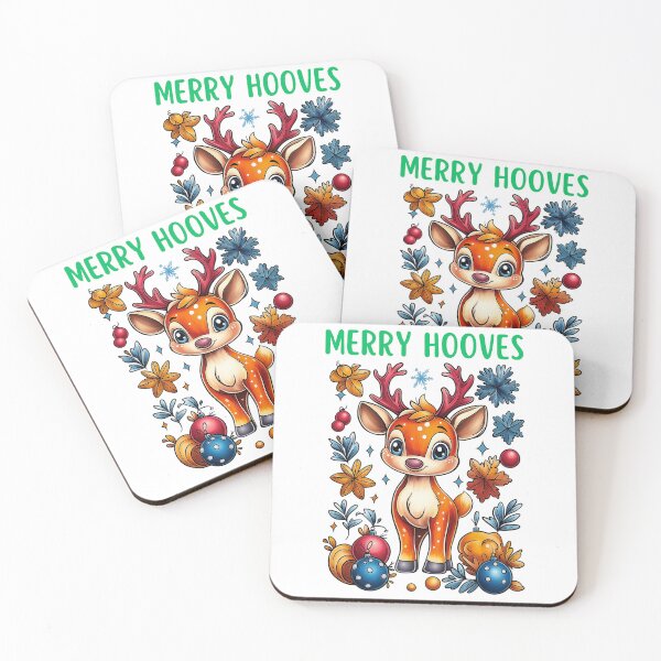 Item preview, Merry Hooves, Christmas Reindeer, Festive Deer Art, Holiday Animal Design, Cute Woodland Deer designed and sold by BukkyStory.