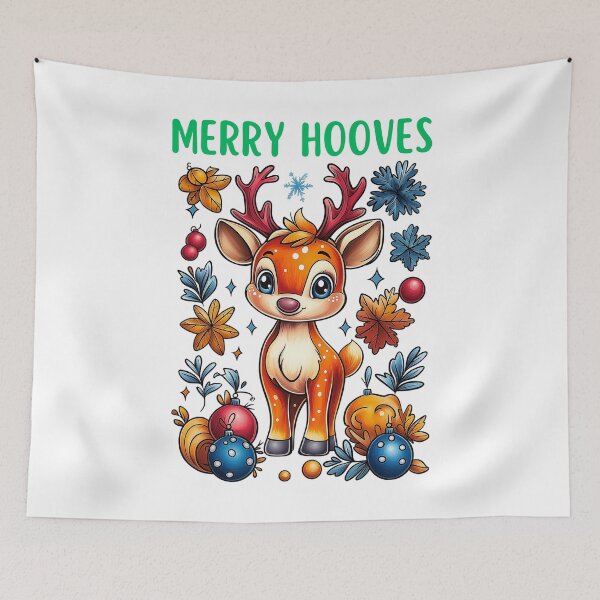 Item preview, Merry Hooves, Christmas Reindeer, Festive Deer Art, Holiday Animal Design, Cute Woodland Deer designed and sold by BukkyStory.