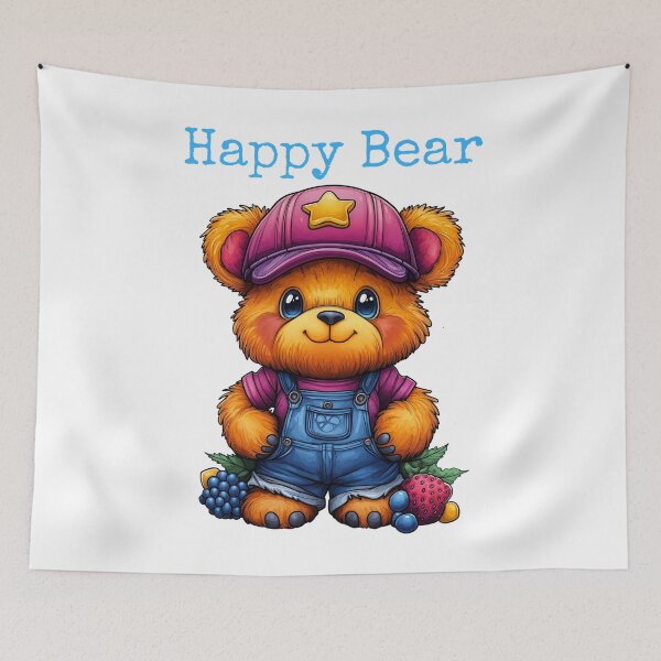 Item preview, Happy Bear, Cute Bear Art, Colorful Bear Illustration, Cartoon Bear Design, Berry Bear Art designed and sold by BukkyStory.