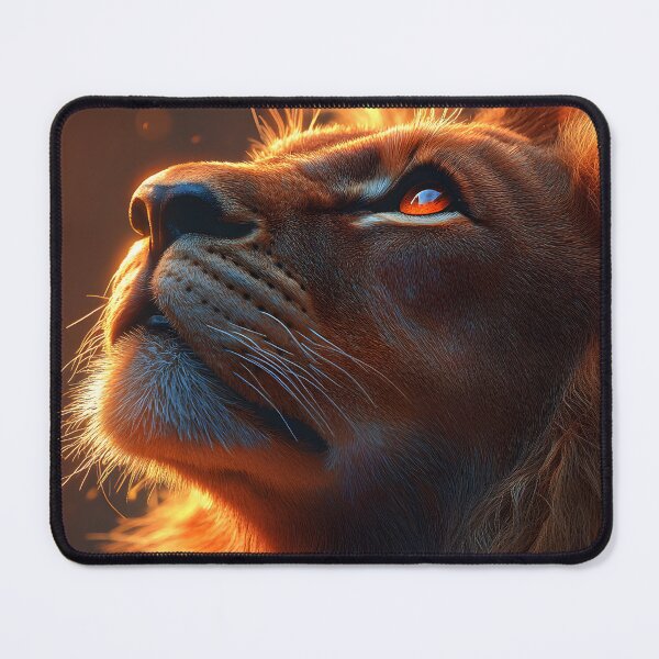 Item preview, Majestic lion gazing upward in vibrant golden light designed and sold by Artessie.