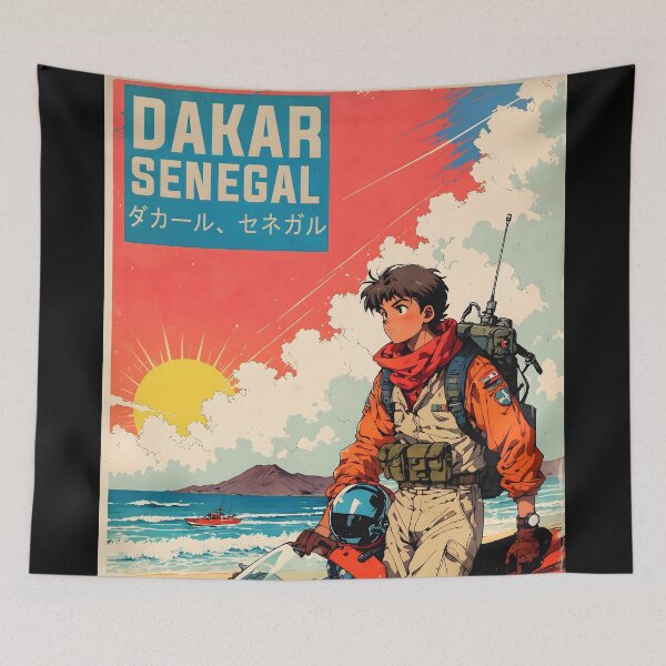 Item preview, Dakar Senegal Retro Anime Girl 80s Vintage Travel designed and sold by Retro-Anime9.