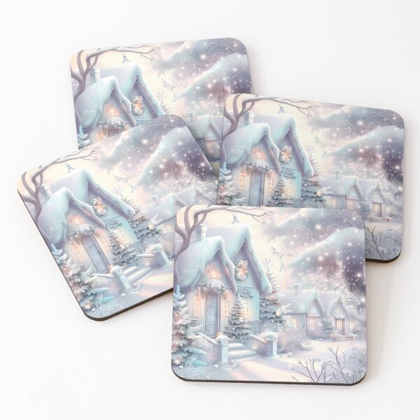 Item preview, Snow-covered houses.Winter landscape.Magical Christmas.Pastel colors. designed and sold by MagelliShop.