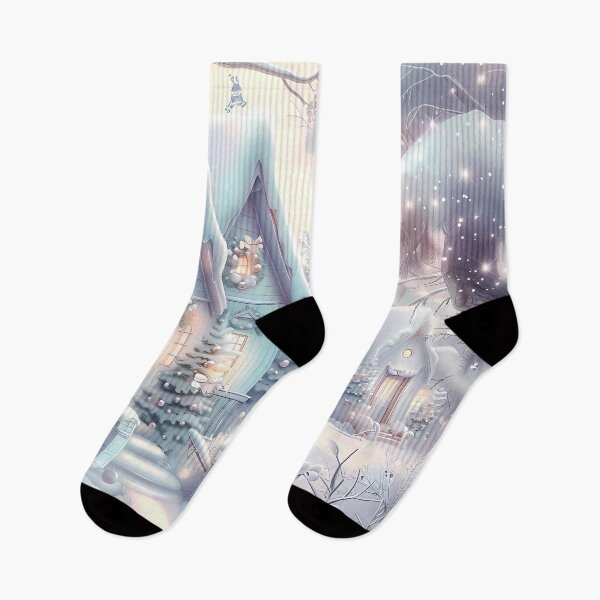 Item preview, Snow-covered houses.Winter landscape.Magical Christmas.Pastel colors. designed and sold by MagelliShop.