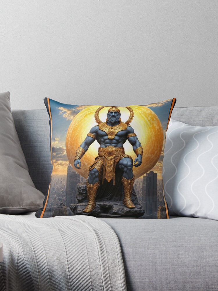 Corekus The Majestic God Of The Sun Overlooks A Futuristic Cityscape AI Concept Art by Xzendor7 | A Powerful Legend 4 Corekus The Majestic God Of The Sun Overlooks A Futuristic Astounding Cityscape AI Concept Art by Xzendor7 Decorative Art Print Throw Pillow