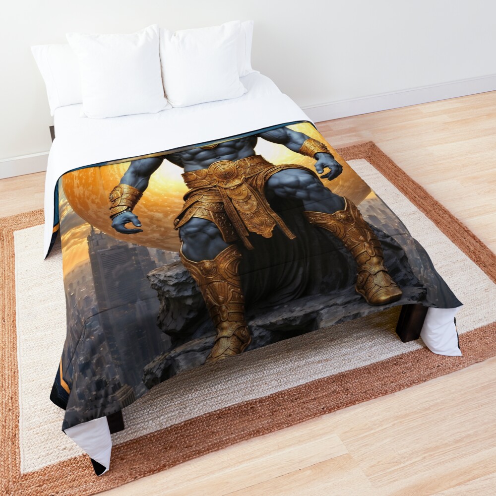 Corekus The Majestic God Of The Sun Overlooks A Futuristic Cityscape AI Concept Art by Xzendor7 | A Powerful Legend 3 Corekus The Majestic God Of The Sun Overlooks A Futuristic Astounding Cityscape AI Concept Art by Xzendor7 Decorative Art Print Comforter