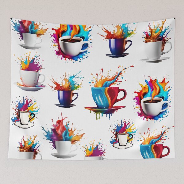 Item preview, Coffee Cup with Bright Paint Splash Pattern 1 designed and sold by Tom-Johnson.