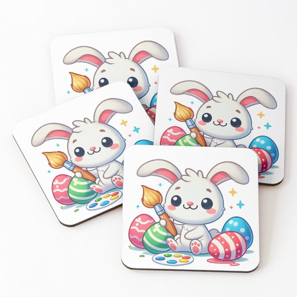 Item preview, bunny painting colorful Easter eggs. designed and sold by NTKSHOP11.