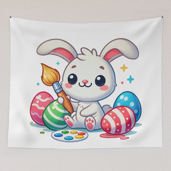 Item preview, bunny painting colorful Easter eggs. designed and sold by NTKSHOP11.