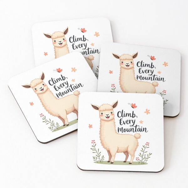 Item preview, Climb Every Mountain cute llama designed and sold by FriendlyLlama.