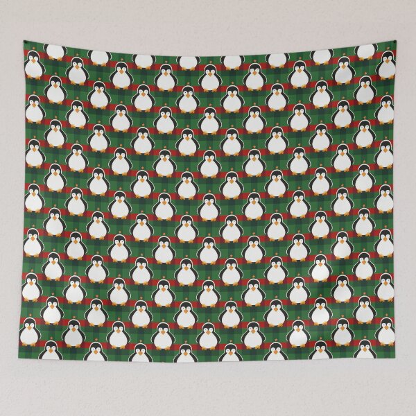 Item preview, Green Red Checkered Penguin Christmas Retro Pattern designed and sold by Sturdust.