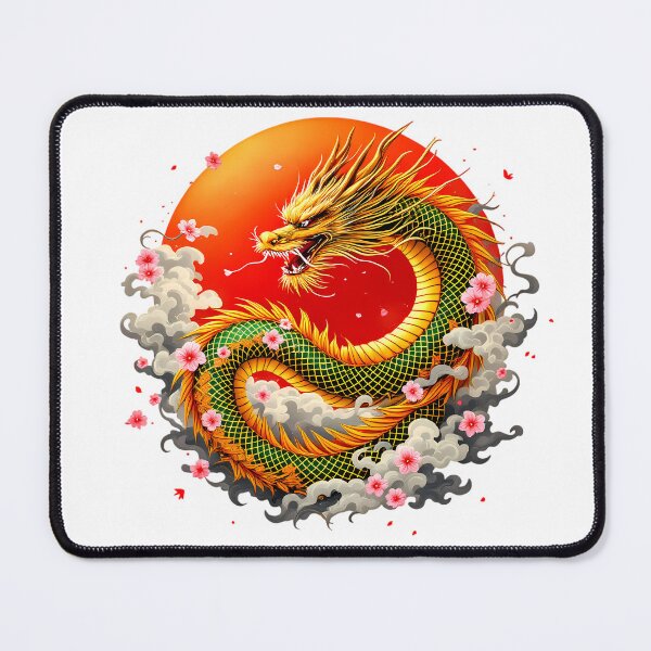 Item preview, Japanese Dragon with Cherry Blossoms: Traditional Art designed and sold by ZetaDream.