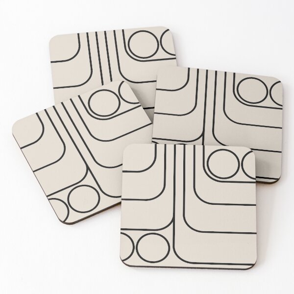 Item preview, Retro Modernist Geometric Design Black & Linen White designed and sold by tonymagnerart.